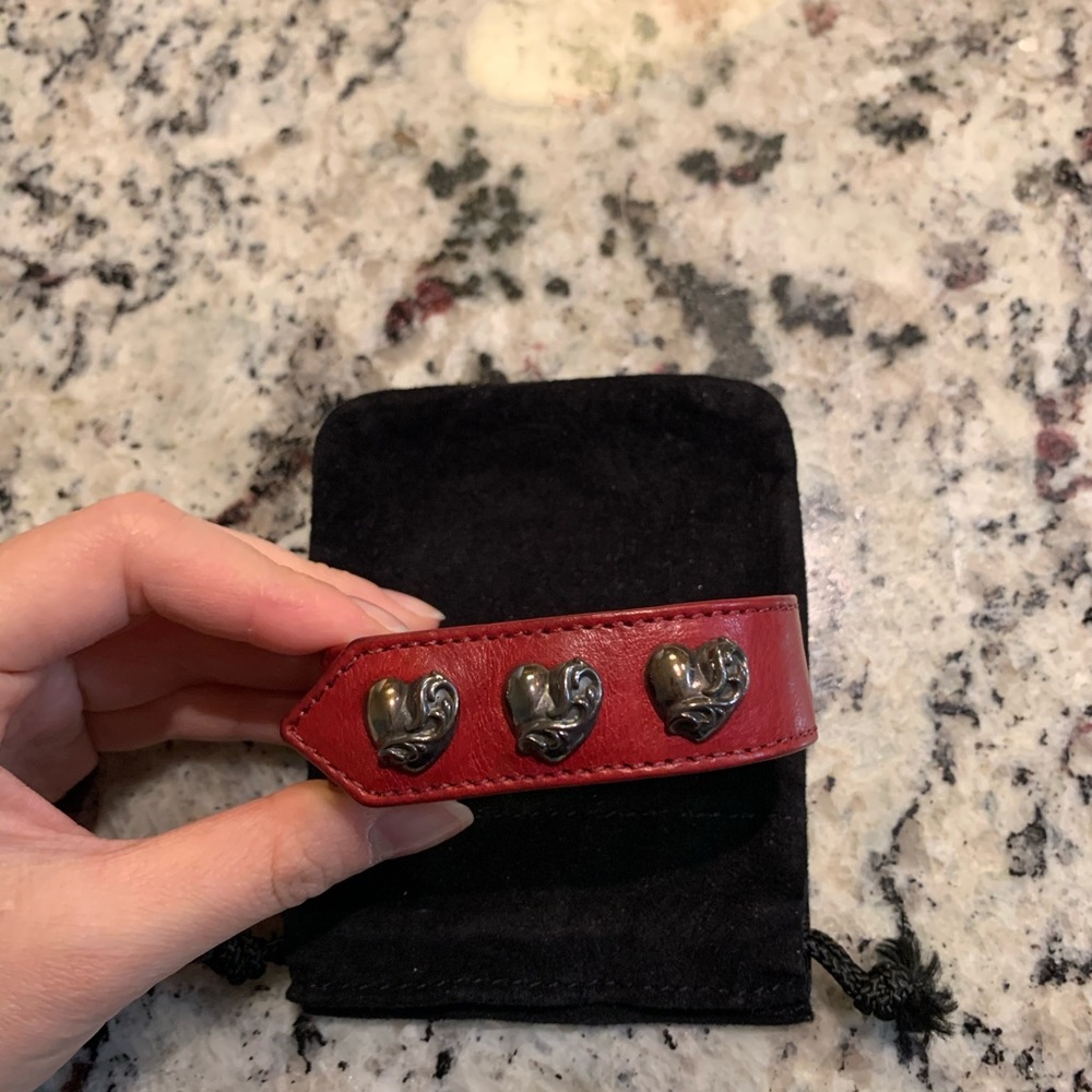chrome hearts heart Leather One Size Bracelet